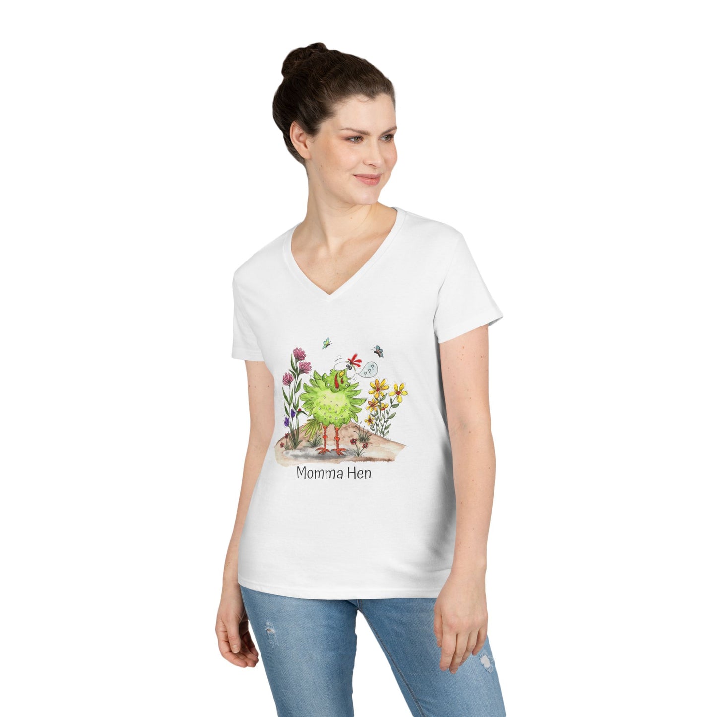 Ladies' Momma Hen V-Neck T-Shirt